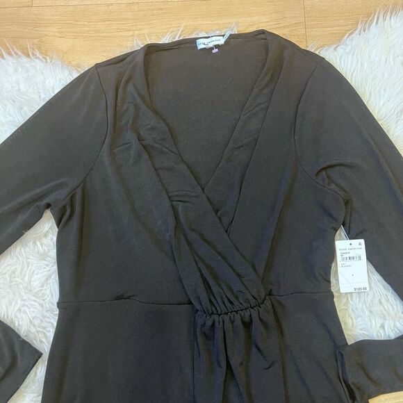 Good American Good Touch Wrap Dress Black Long Sleeve size 4 plus size - Picture 3 of 9